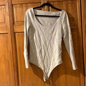 Abercrombie & Fitch Light Gray Long Sleeve Bodysuit Size Large NWOT